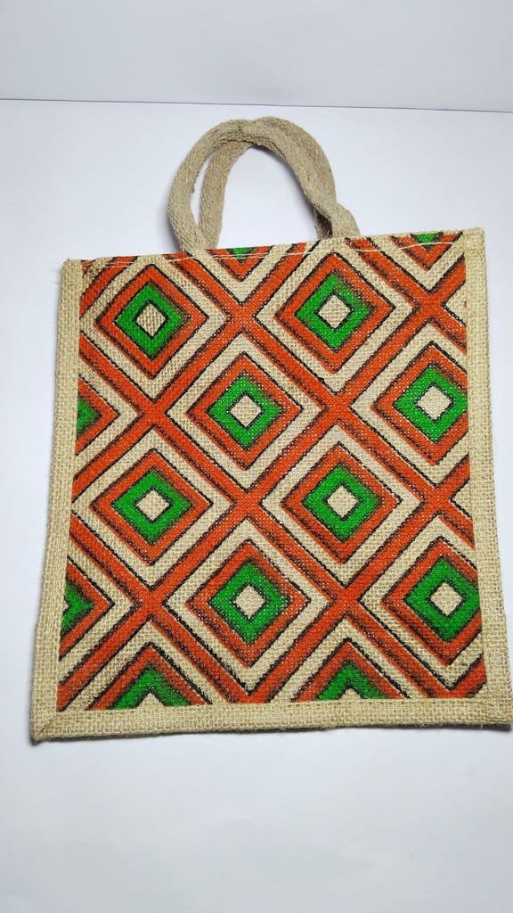Handmade Jute Bag with Geometric Design