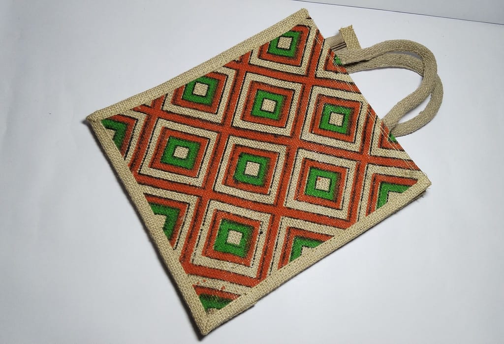 Handmade Jute Bag with Geometric Design