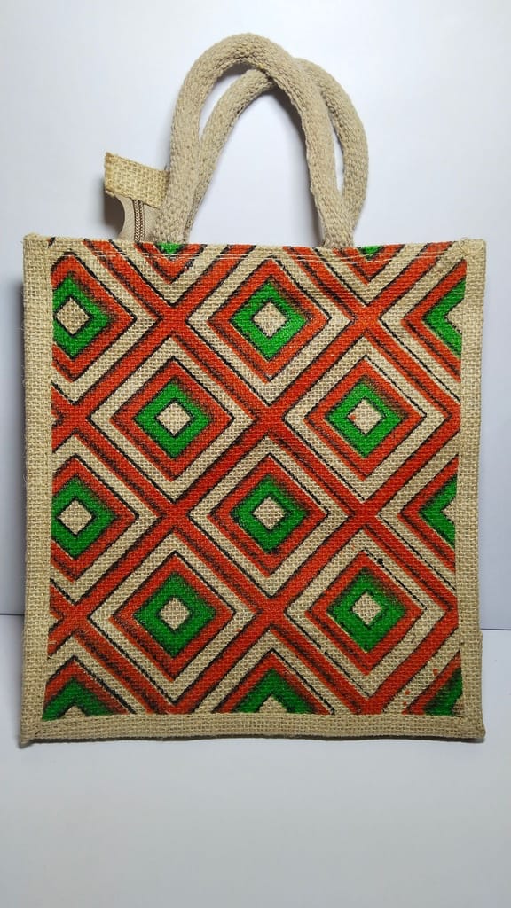 Handmade Jute Bag with Geometric Design