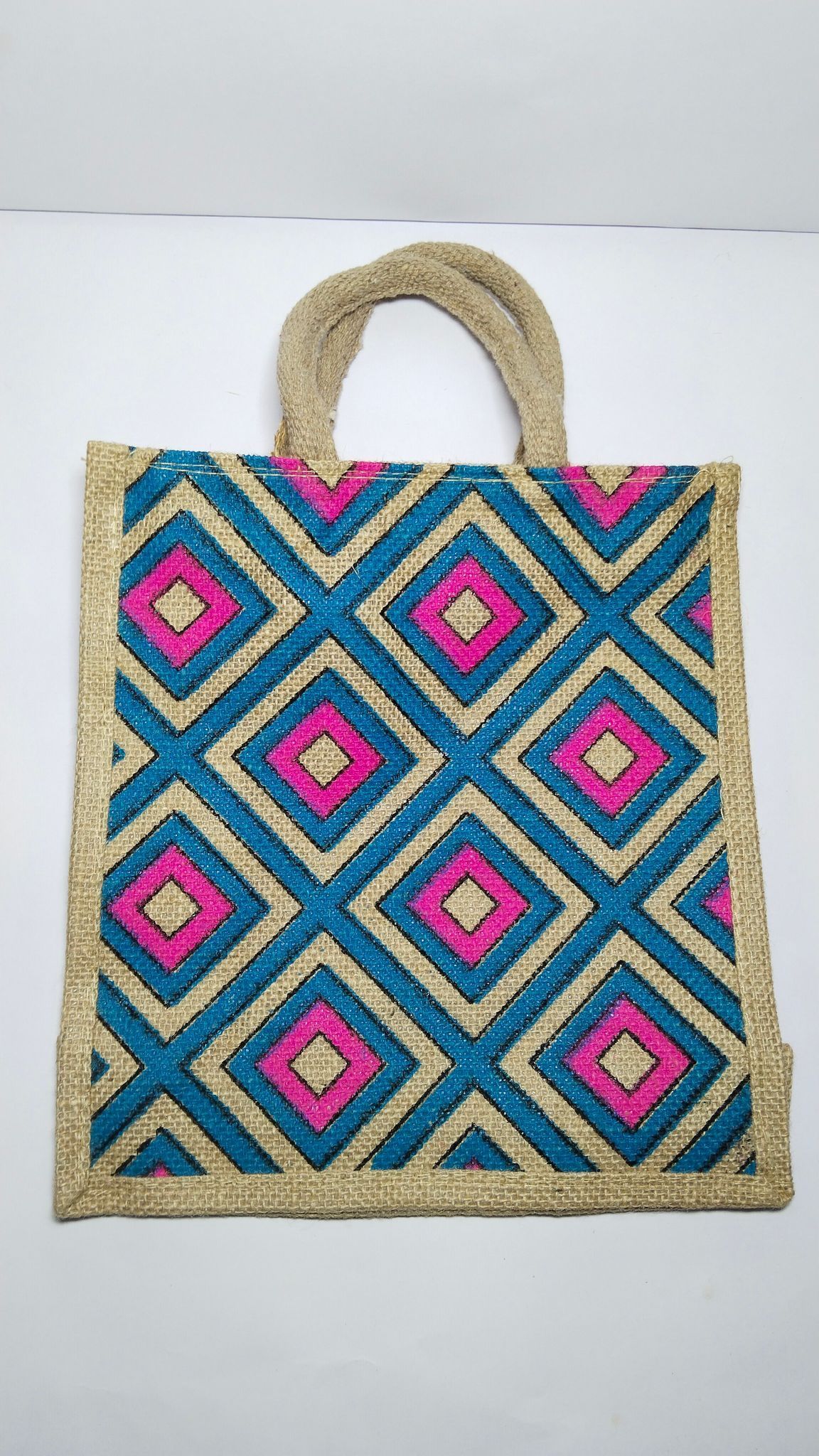 Geometric Jute Tote Bag
