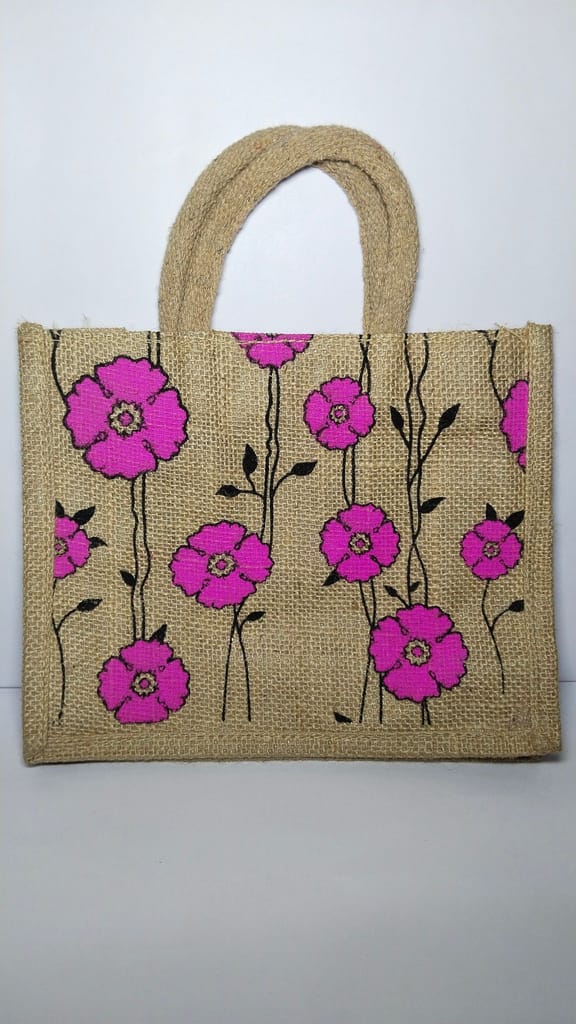 Floral Printed Jute Bag