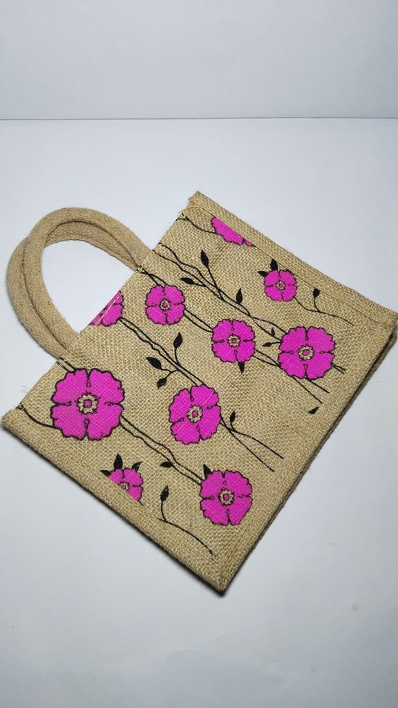 Floral Printed Jute Bag