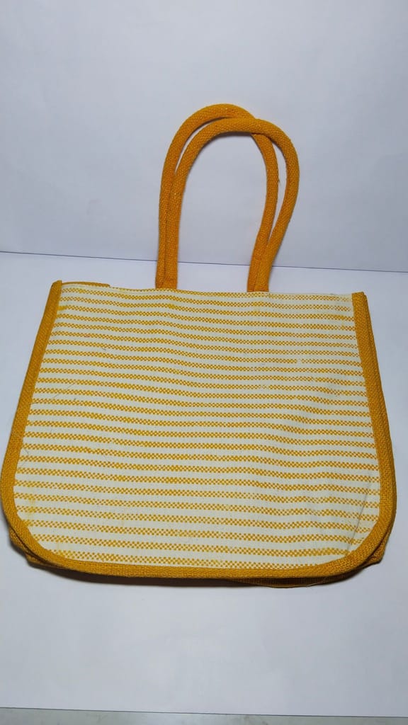 **Jute Tote Bag with Red Sun Design**