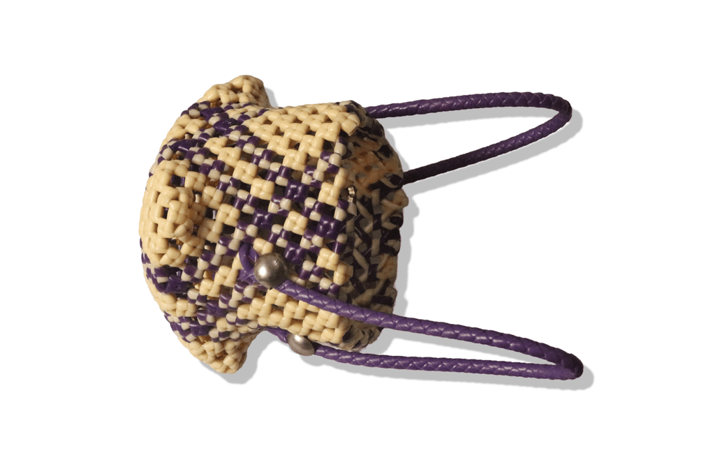 Handmade Beaded Basket with Purple Accents