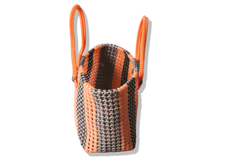 Beaded Handbag with Orange Top Handle