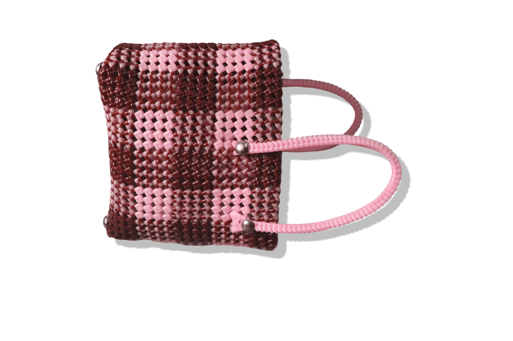 Beaded Handbag with Pink Handles