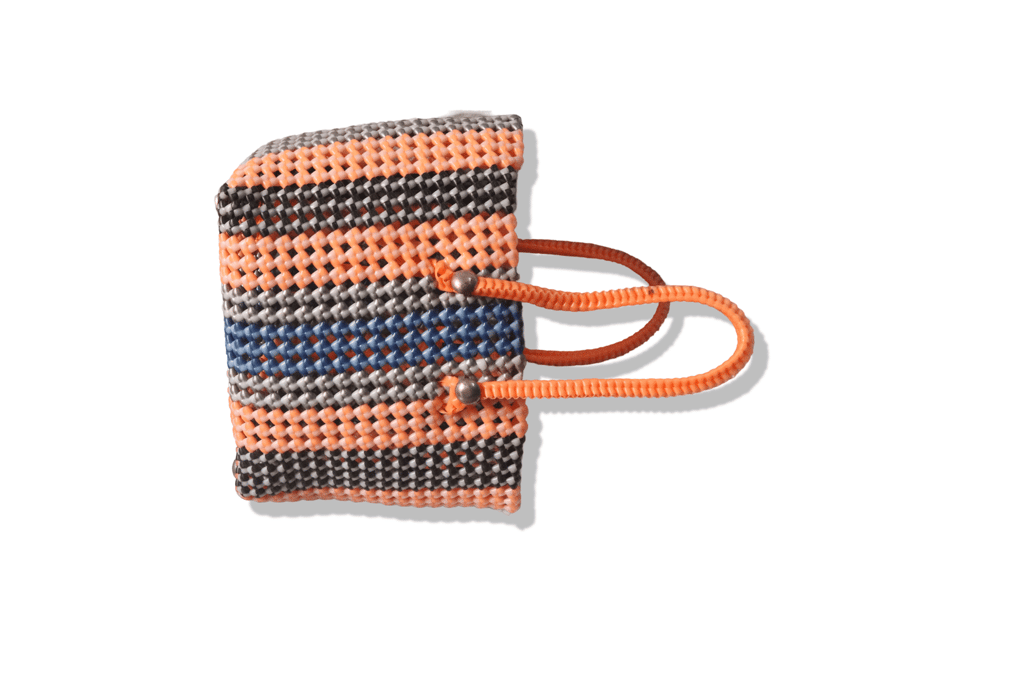 Beaded Handbag with Orange Top Handle