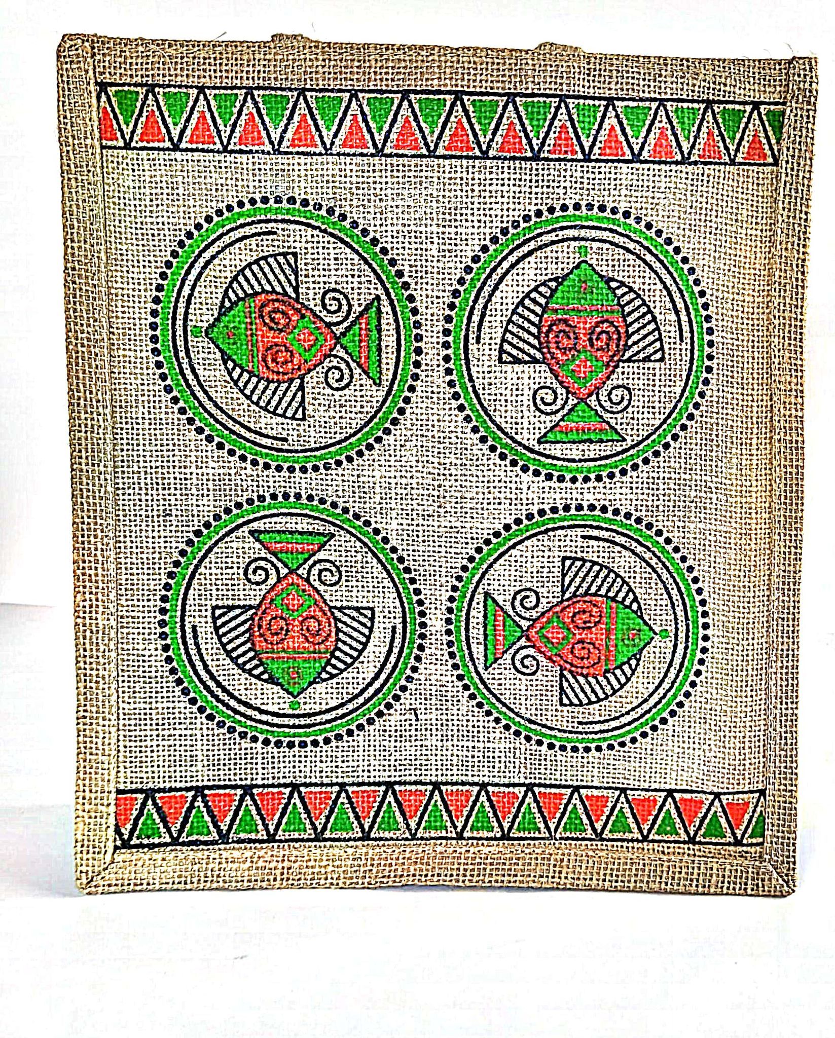 Jute Bag with Fish Design