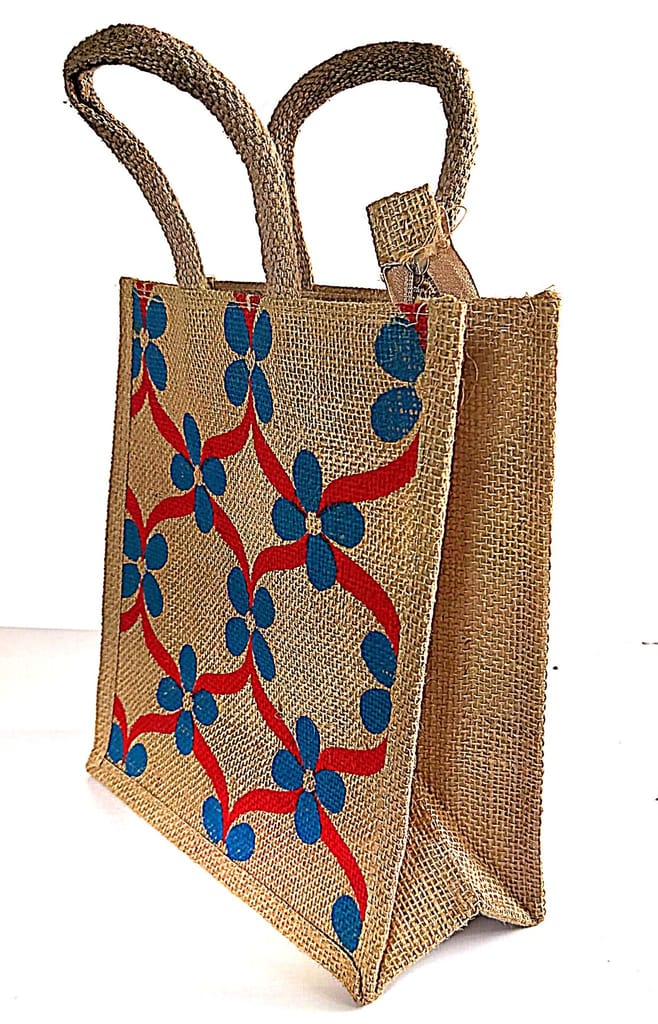 Jute Bag with Floral Print