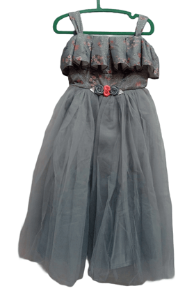 Little Girls' Elegant Floral Embroidered Tulle Party Dress