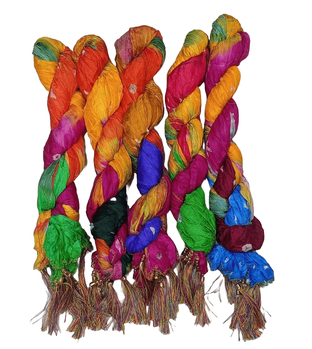 Multicolor Bandhani Dupatta With Gota Patti Lace And Latkans