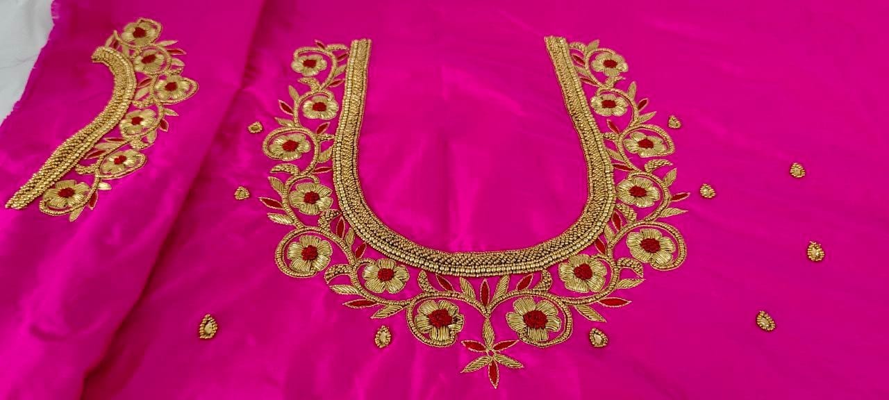 Indian Ethnic Wear Saree Blouse With Zari And Stone Embroidery Work