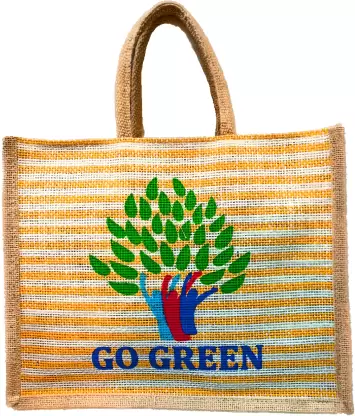 Go Green Reusable Jute Tote Bag