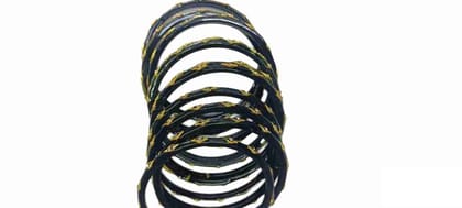 Black Glass Bangles with Rhinestones