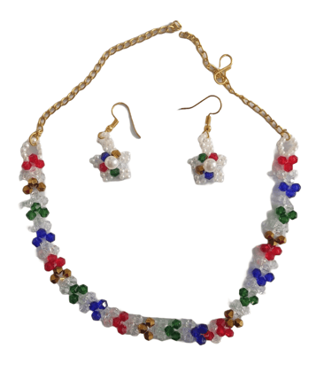 Elegant and Stylish Pearl and Crystal Beaded Necklace and Earring Set
