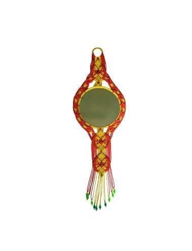 Macrame Wall Mirror with Beaded Fringe