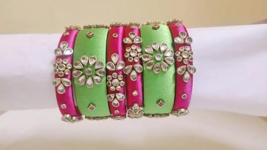 kundan work silk thread bangles