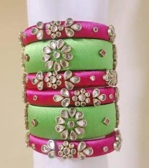 kundan work silk thread bangles