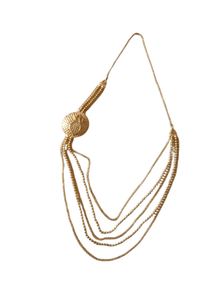 Multi-Strand Pearl Necklace with Gold-Plated Pendant
