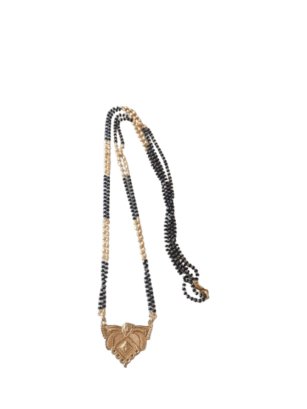 Traditional Indian Mangalsutra Gold Plated Black Beads Necklace for Women