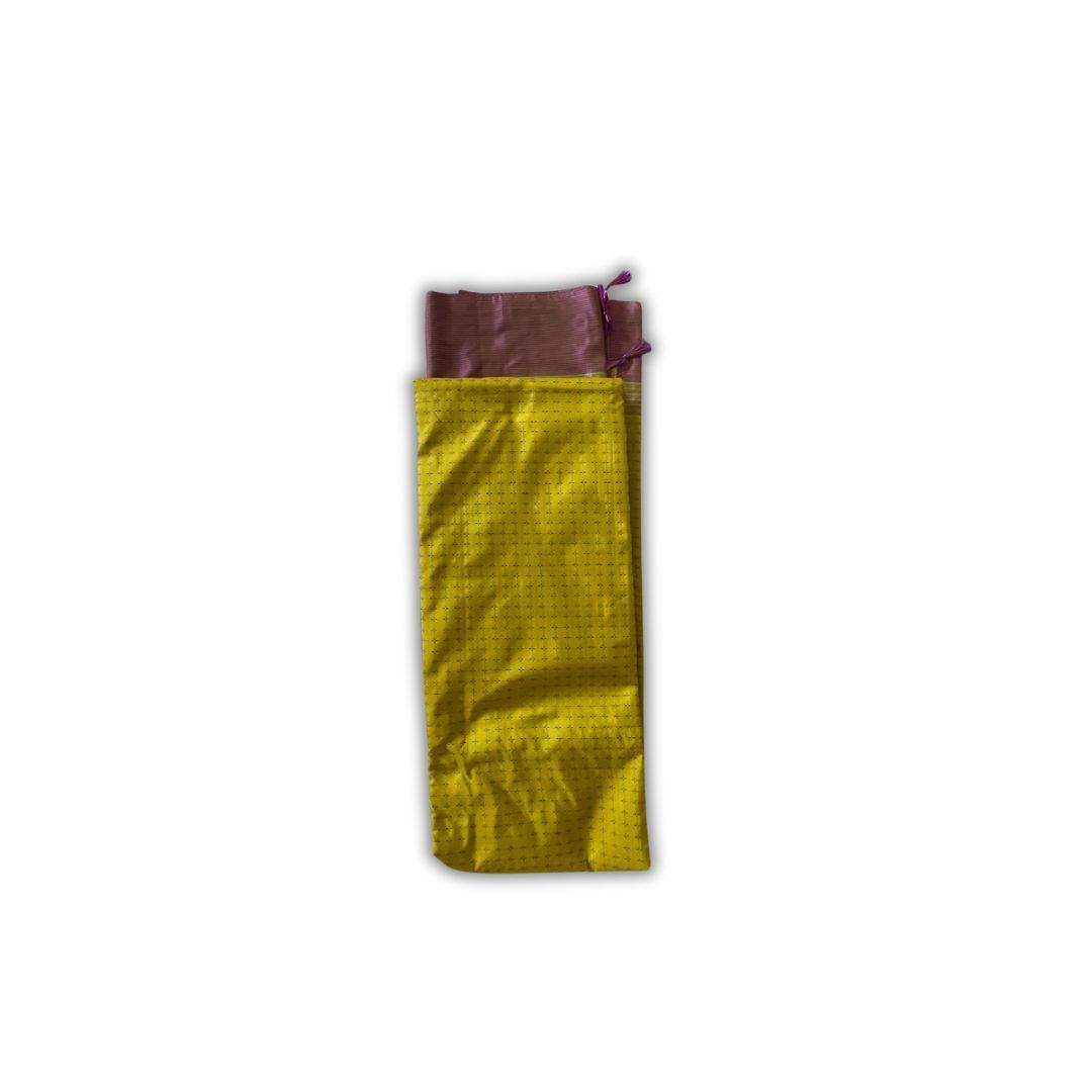 Yellow and Purple Silk Saree with Blouse Piece