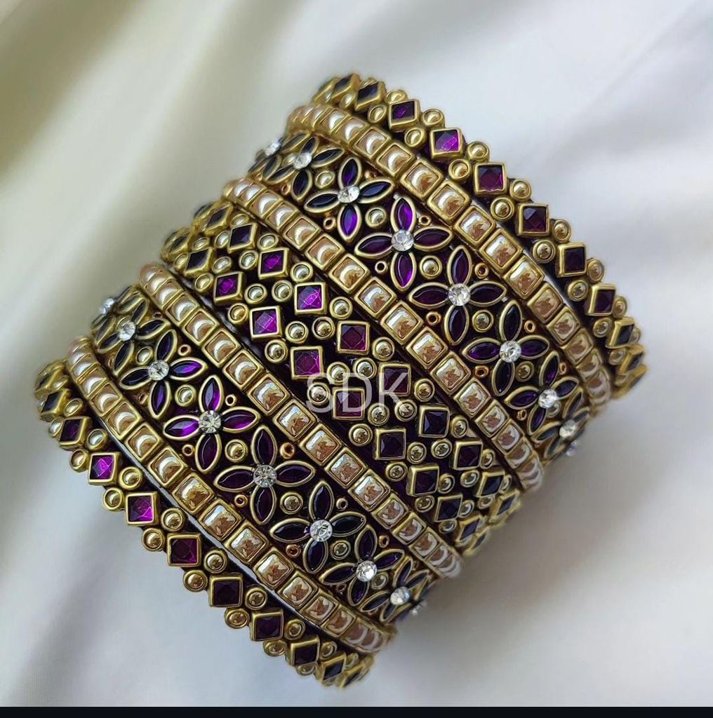 Stunning Purple and Gold Bangle Set