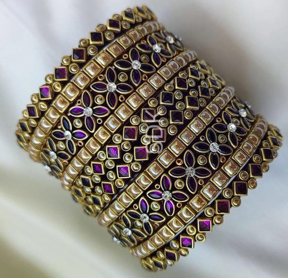 Stunning Purple and Gold Bangle Set