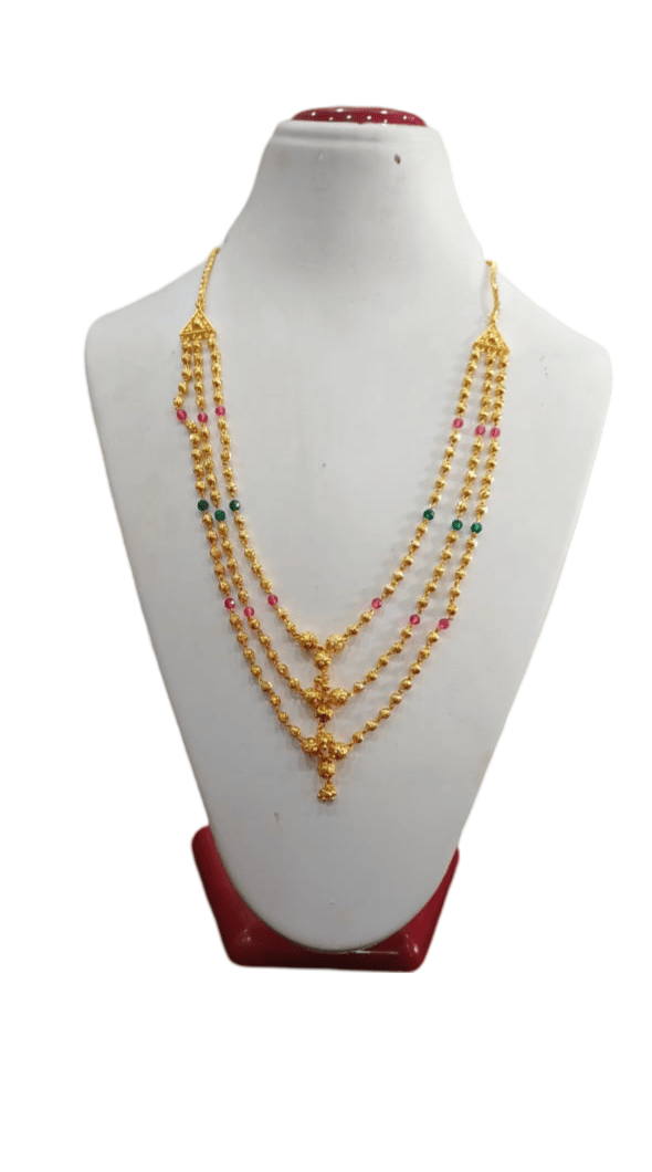 Gold Plated Traditional Indian Marathi Laxmi Haar Necklace Set