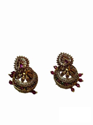 Gold Plated CZ Stone Studded Chandbali Earrings