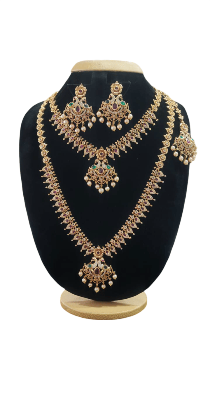 Gold Plated Traditional Indian Temple Jewellery Set