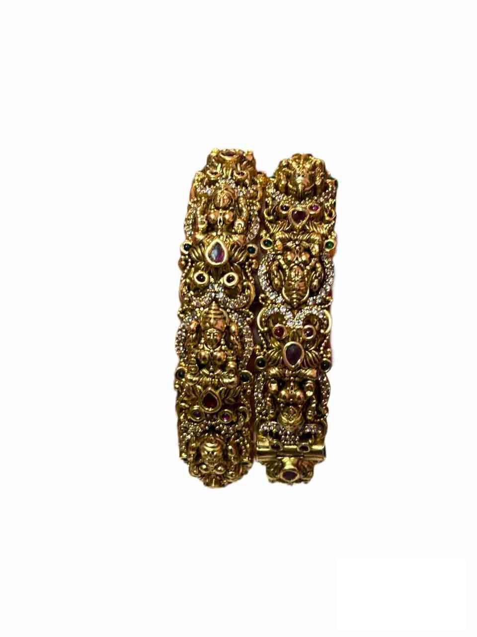 Gold Plated Textured Bangle Set of 2