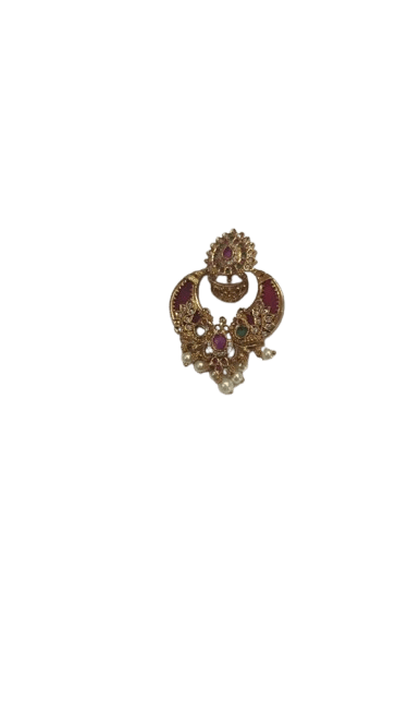 "Stunning Chandbali Ruby and Pearl Drop"