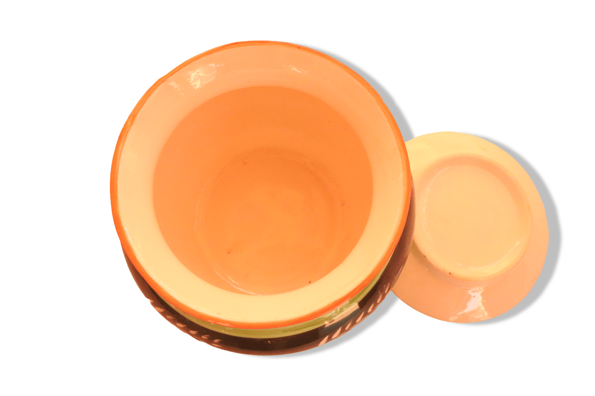 Hand painted ceramic storage jar with lid