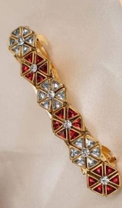 Red and White Rhinestone Hair Clip