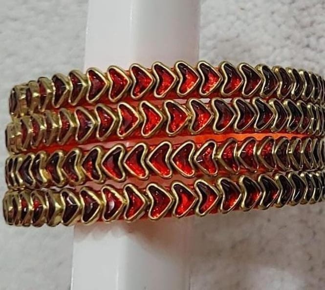 Red and Gold Glass Bangle Set