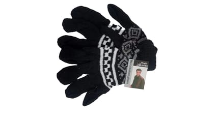 Men's Winter Warm Knitted Gloves with Geometric Pattern