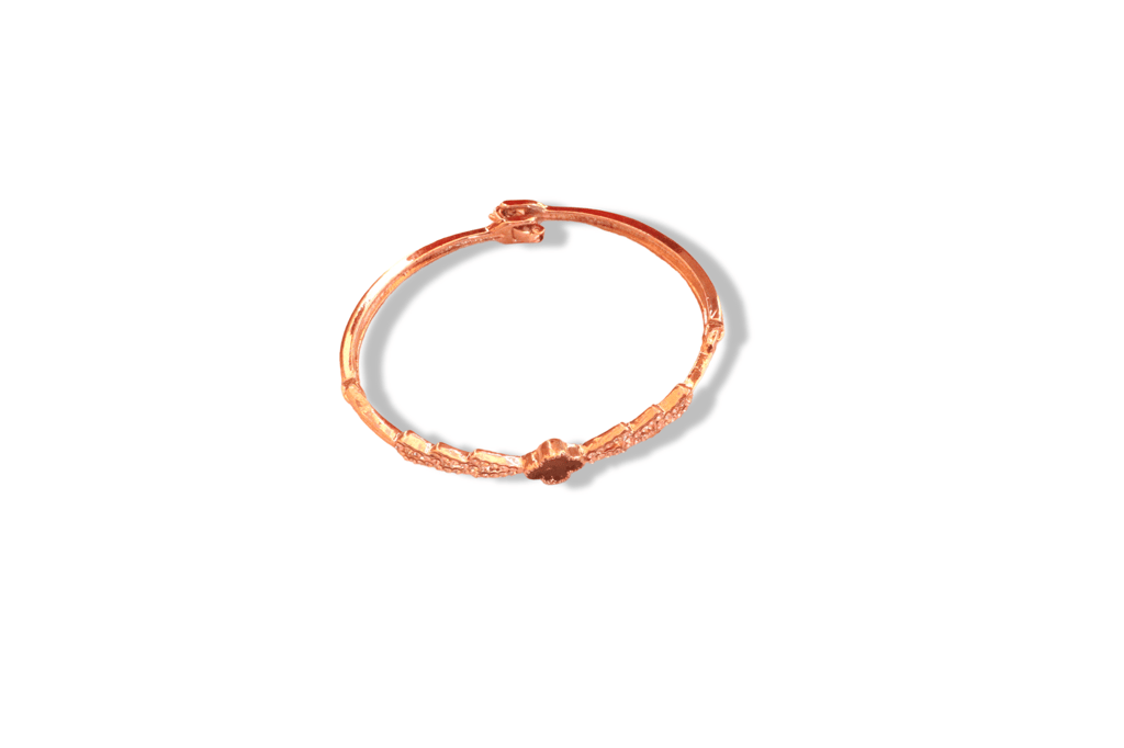 Gold Plated Cubic Zirconia Flower Bangle Bracelet