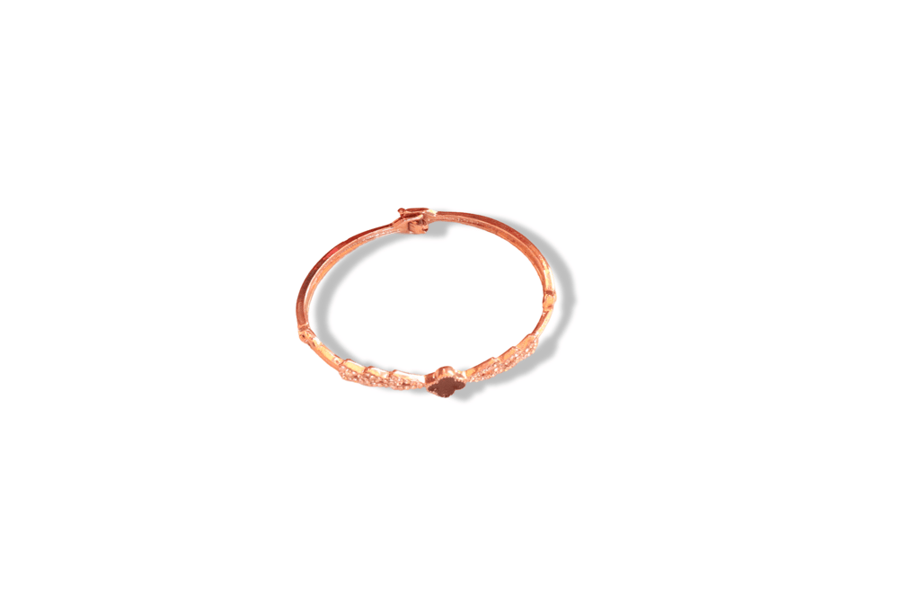 Gold Plated Cubic Zirconia Flower Bangle Bracelet