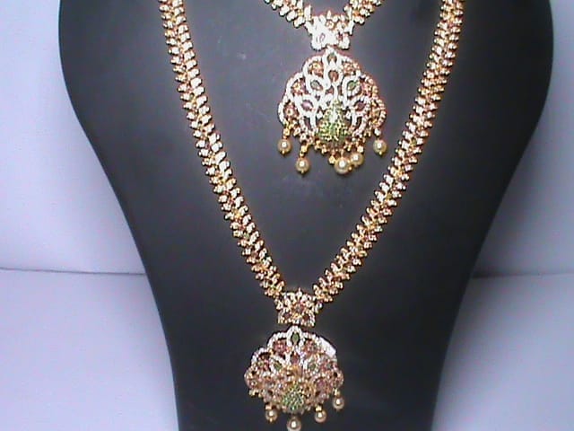 Indian Traditional Gold Plated Haram Necklace Set With Earrings For Women