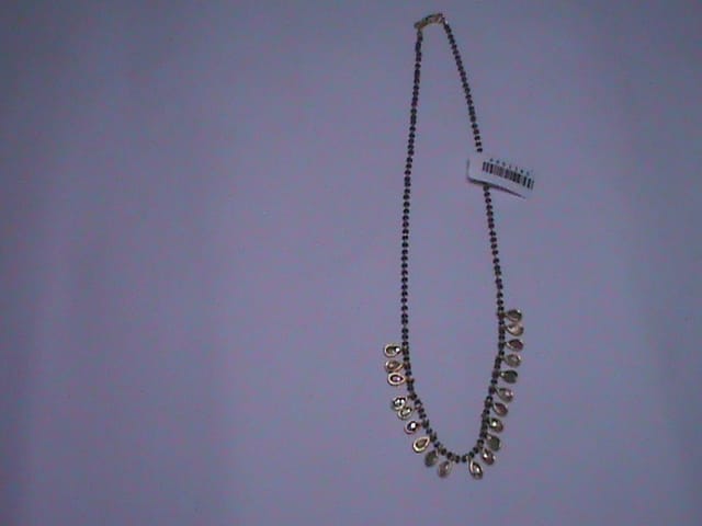 Gold Plated Black Beads and Tear Drop Stones Necklace