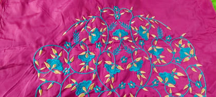 Embroidered Pink Georgette Saree With Blouse Piece