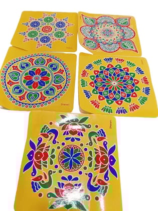 Pack of 5 Beautiful and intricate Rangoli stencils for Diwali decoration Pack of 5 Beautiful and intricate Rangoli stencils for Diwali decoration