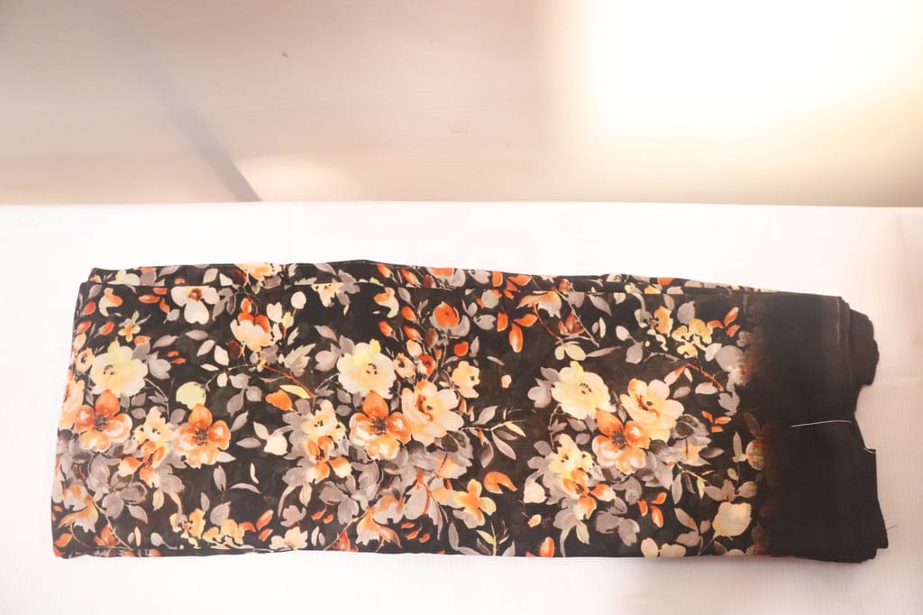 Floral Print Chiffon Fabric Saree