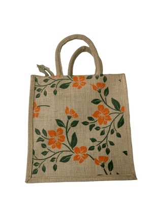 Jute Lunch Bag with Zipper and Handles