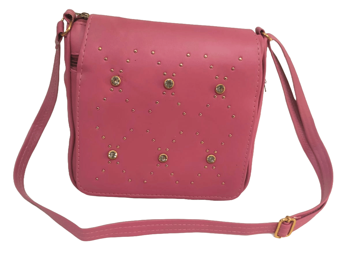 Women's Fashionable PU Leather Crossbody Bag with Rhinestone Accents