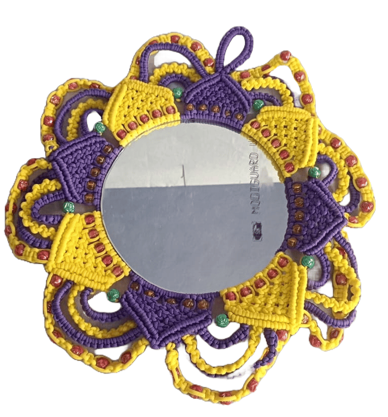Beaded and Macrame Wall Mirror
