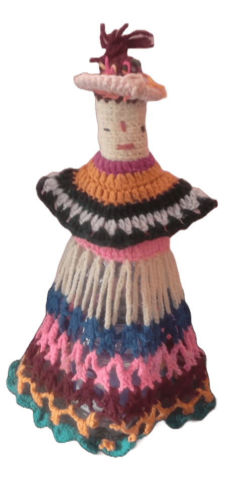 Colorful Handmade Crochet Doll-Shaped Bottle Cover