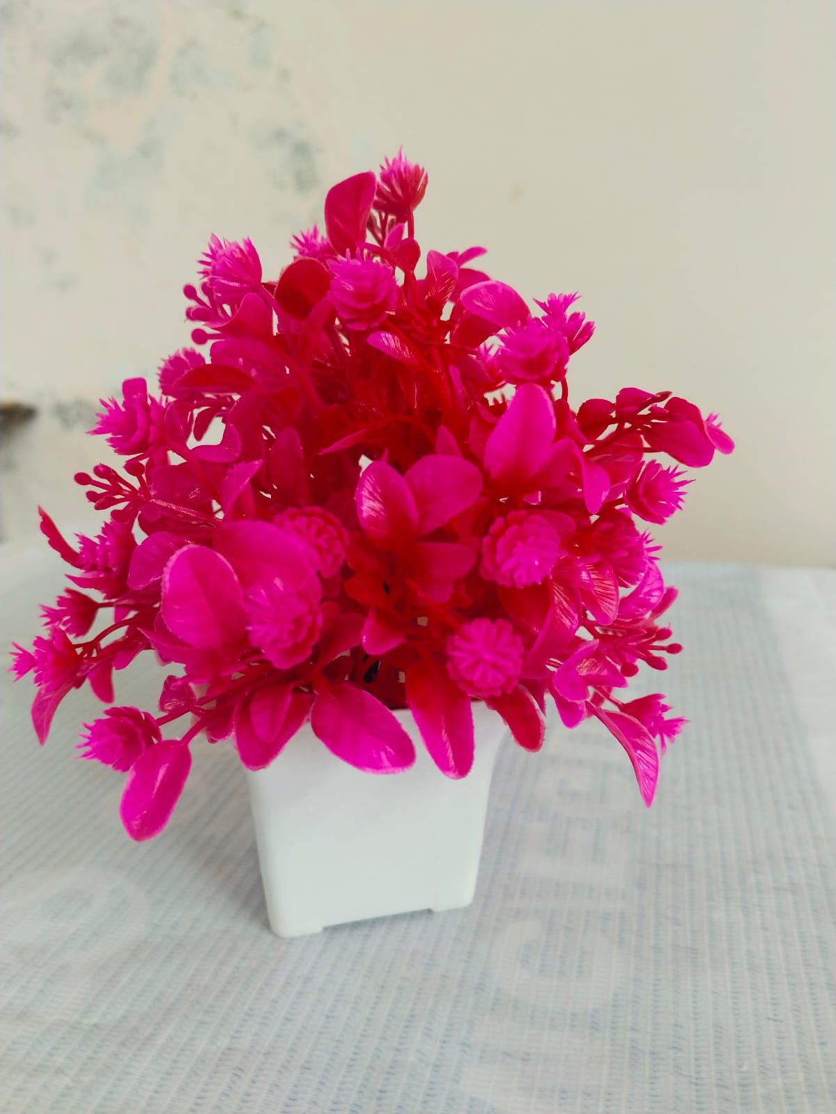 Artificial Potted Pink Flower Plant for Home Decor