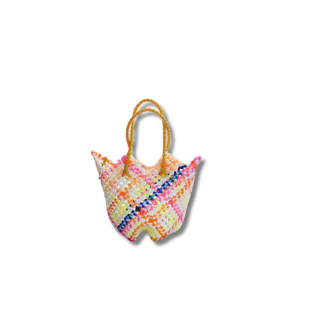 Handwoven Mini Market Basket with Bright Rainbow Colors