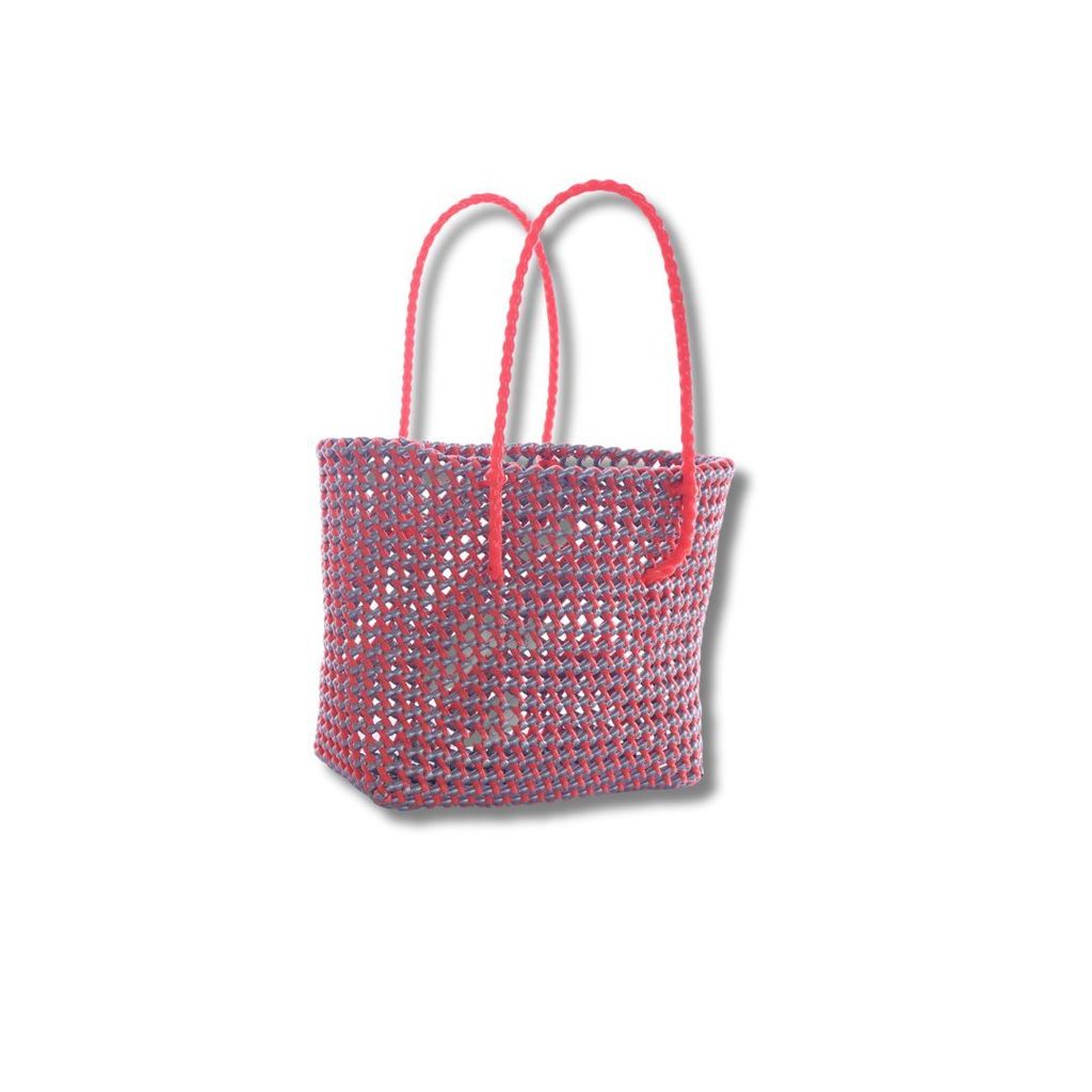 Woven Plastic Market Tote in Pink